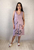 Бавовняна нічна сорочка для вагітних та годуючих батал кулір пудровий 44-60р.