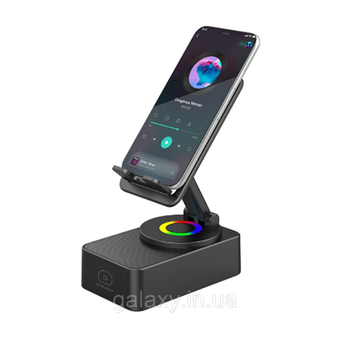 Колонка портативна WUW Bluetooth AUX 500mAh з підставкою для телефону WUW-R190 Black