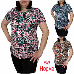 Футболка жіноча у квіточку норма L- 4xl (48-56)