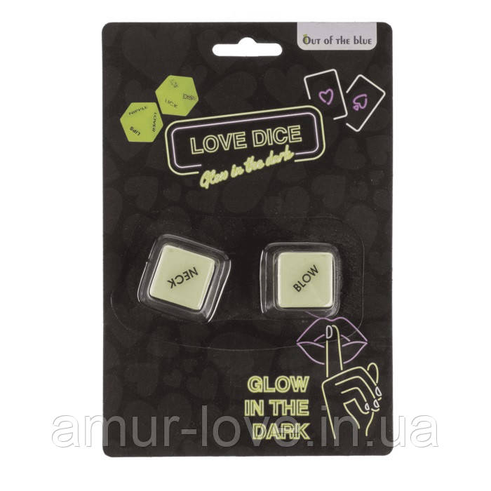 Неонові кубики Love Dice Glow In The Dark, 2 шт., фото 1