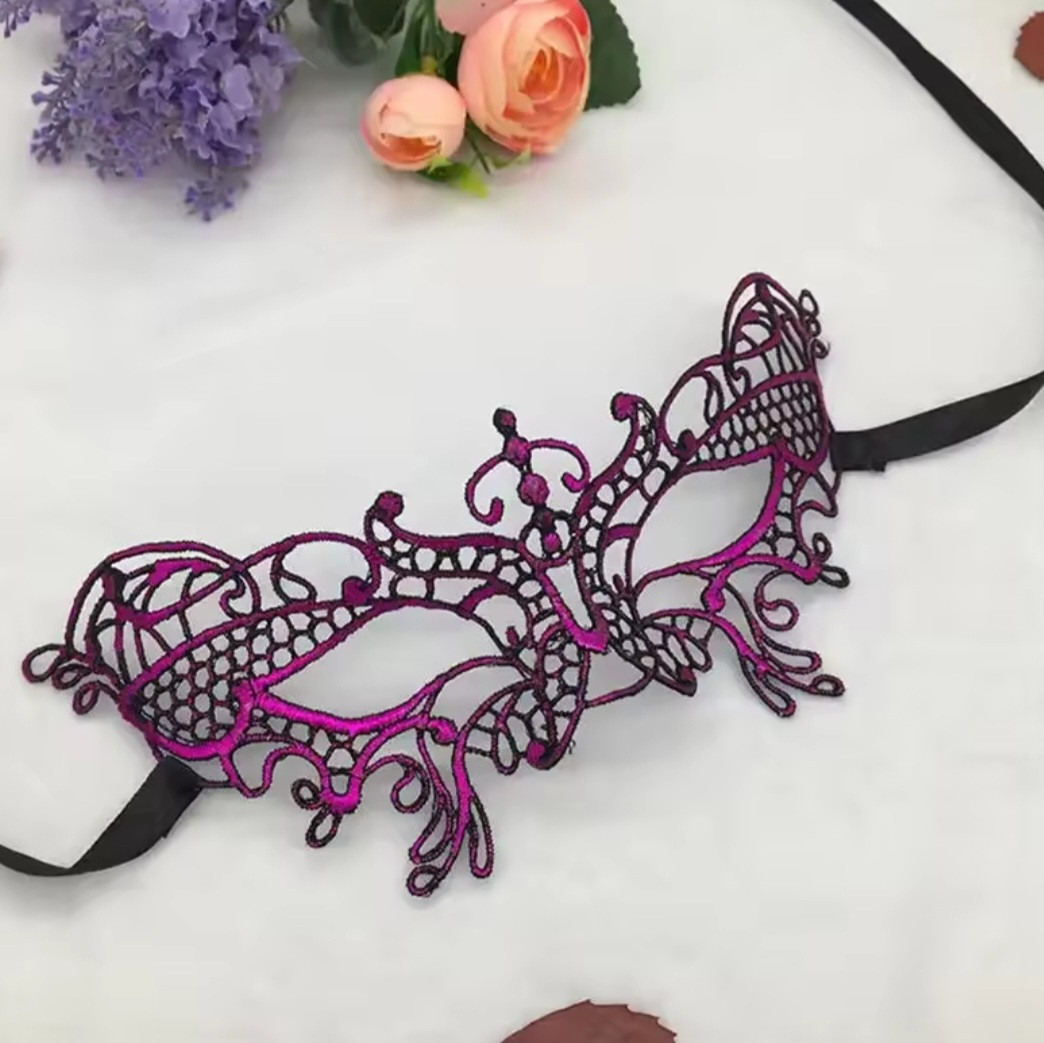 Ажурна маска на обличчя one size рожевий, фото 1