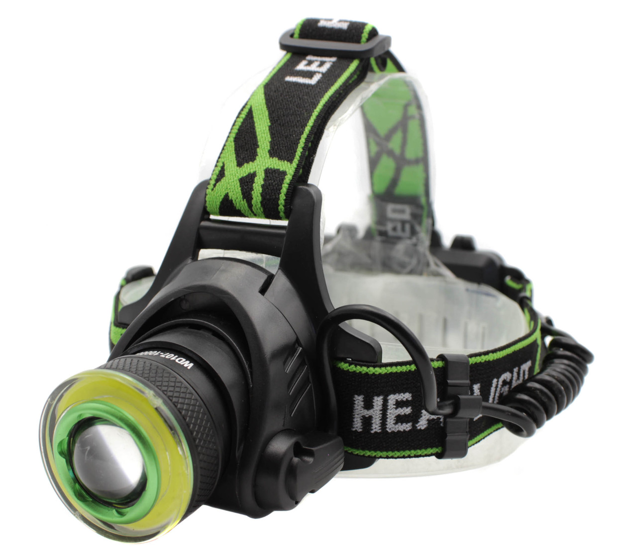 Налобний ліхтарик Police PL-107 T6+COB Zoom акумуляторний 2x18650 microUSB Black-Green (7_01820), фото 1