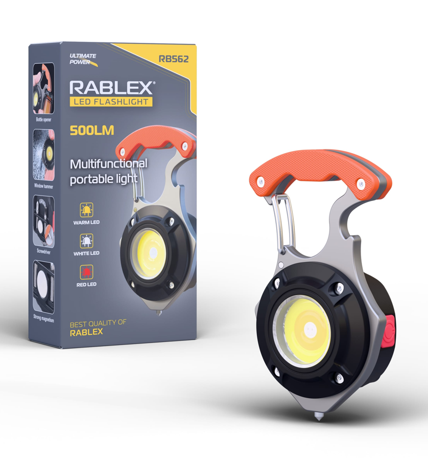 Портативний LED ліхтарик Rablex RB562 акумуляторний мультитул з магнітом та карабіном Type-C Black, фото 1