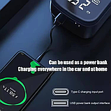 Бездротовий компресор 150 PSI 12V 3600 mAh з PowerBank і LED для авто, мото, вело, м’ячів і виробів, фото 5