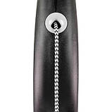 Рулетка Flexi Black Design чорна для собак, трос розмір XS 3м, фото 2