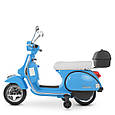 Дитячий електромотоцикл скутер Vespa (синій колір), фото 4