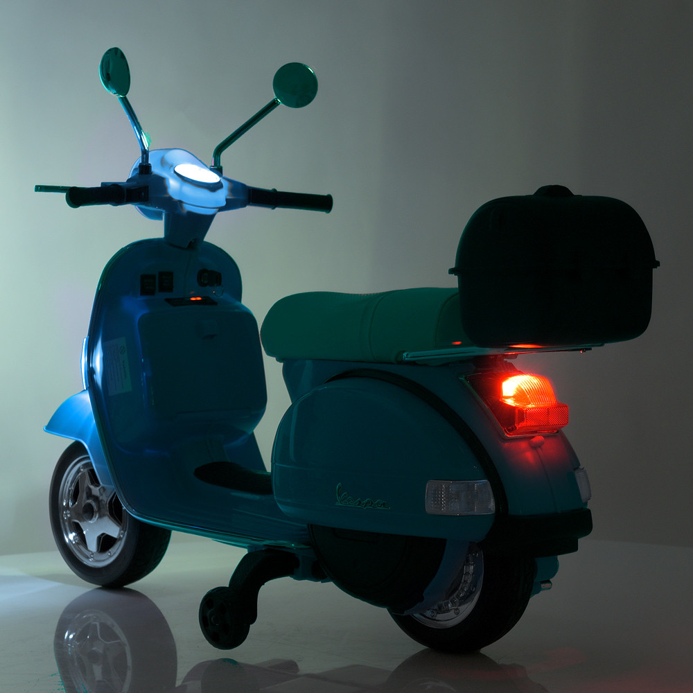 Дитячий електромотоцикл скутер Vespa (синій колір), фото 1