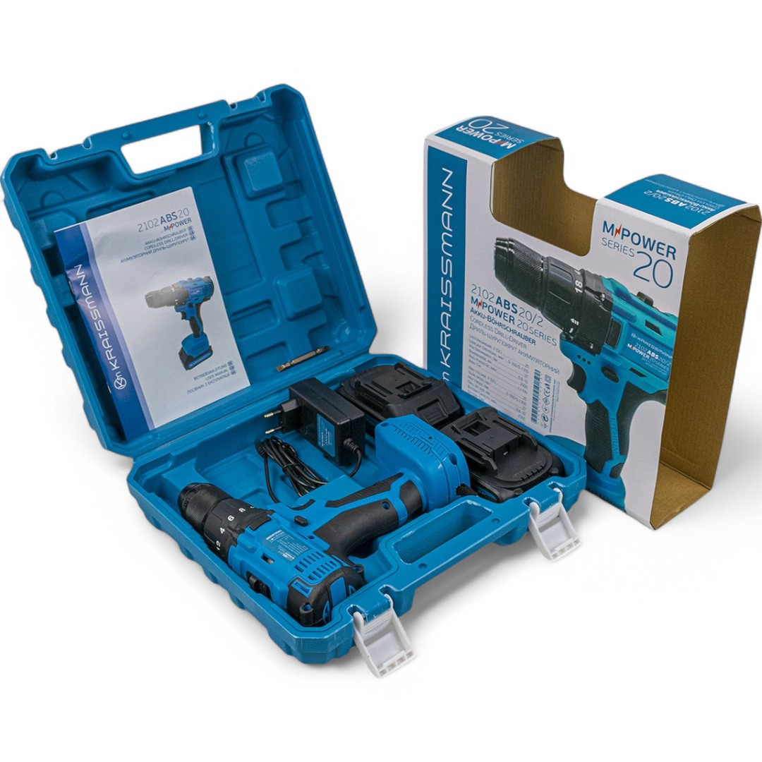 Акумуляторний шуруповерт KRAISSMANN 2102 ABS 20/2 MP (20В, 2 аккум. 2 А/год, кейс, НІМЕЧЧИНА)