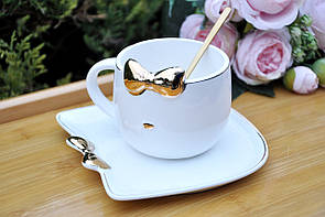 Кавова чашка з блюдцем "Бантик", 220 мл