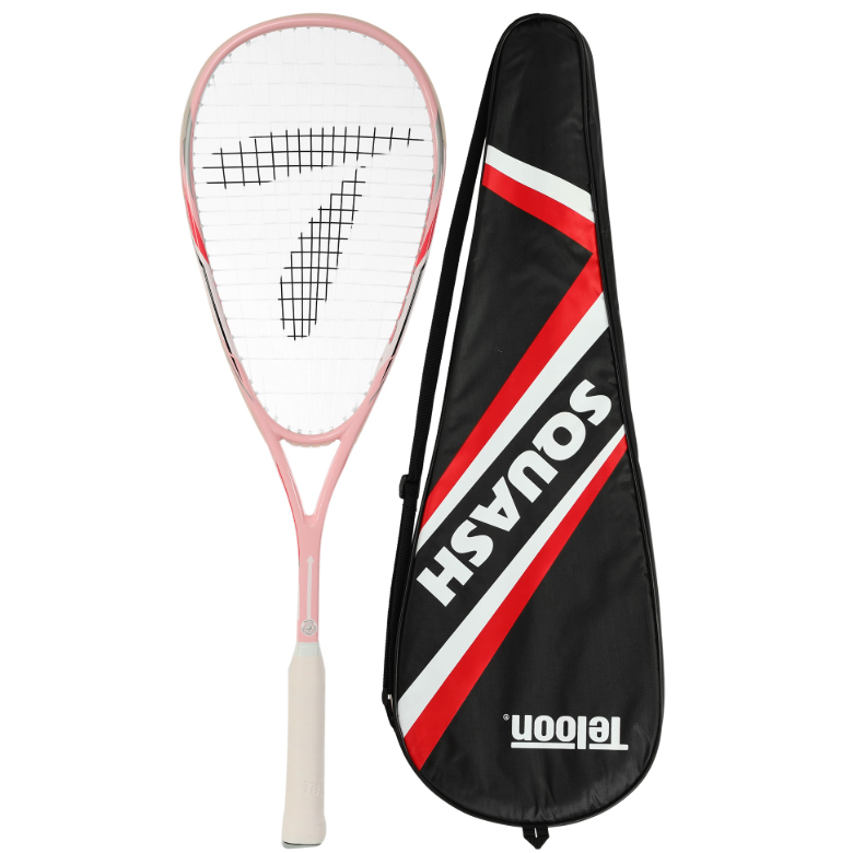 Композитна ракетка для сквошу Teloon Tour 182 середнього рівня 685 мм / 27 in з чохлом для зберігання. Рожевий