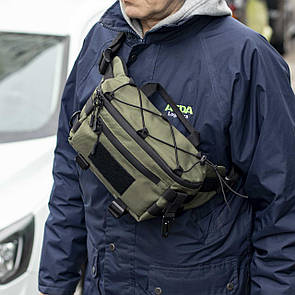 Чоловіча тактична сумка бананка через плече TACTIC 1 поясна на груди з тканини зелена