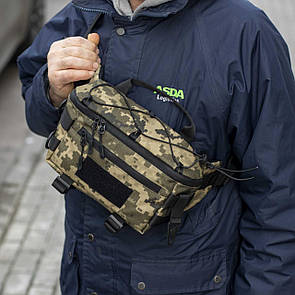 Чоловічі Тактичні сумки бананка через плече TACTIC 1 поясна на груди з тканини піксель