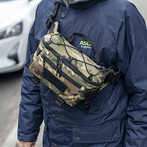 Чоловіча тактична сумка бананка поясна через плече TAC 1 мультикам тканинна на груди