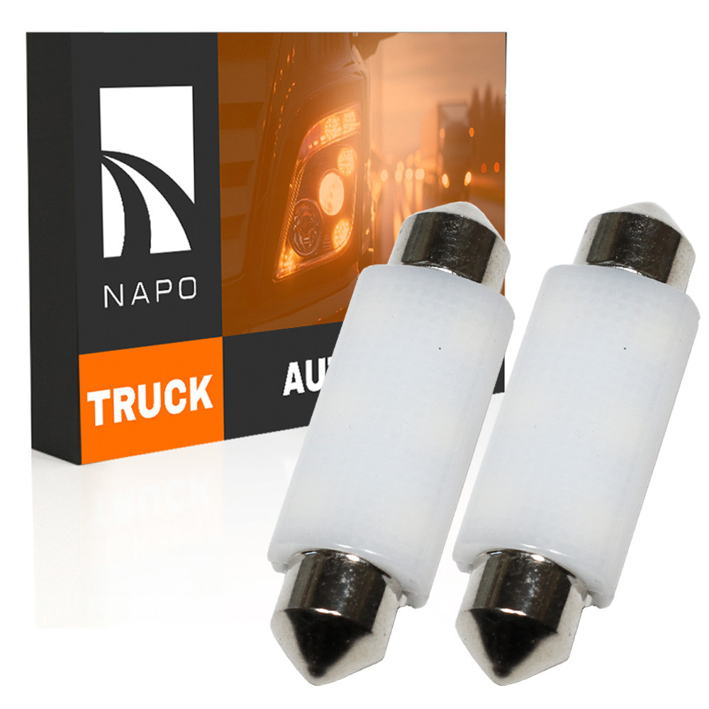 Комплект світлодіодних ламп для вантажівок NAPO TRUCK SJ-3030-6SMD 24V 41mm C5W C10W колір світіння білий 2 шт