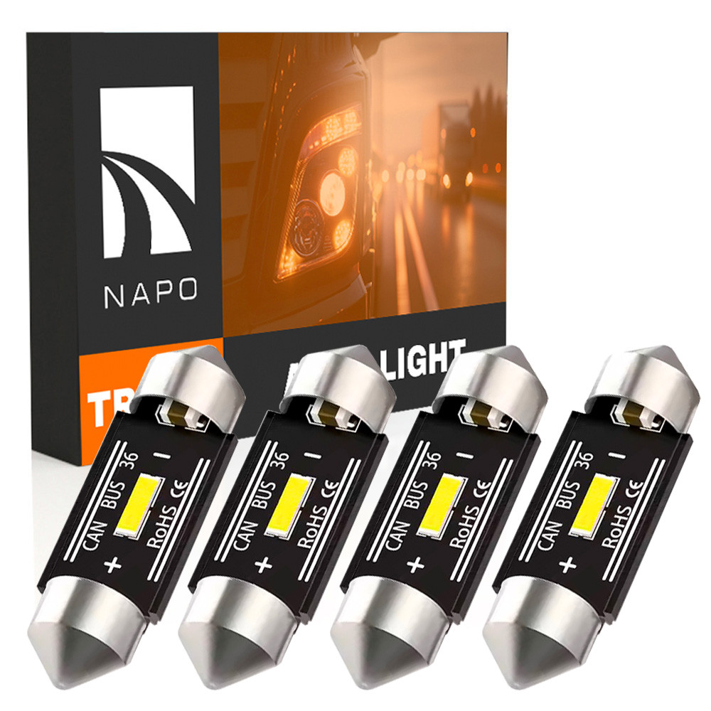 Комплект світлодіодних ламп для вантажівок NAPO TRUCK SJ-7020-1SMD 24V 36mm C5W C10W колір світіння білий 4 шт