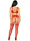 Сексуальний червоний комплект білизни Leg Avenue Bra Top String and Garter Belt Stockings Red OS, фото 3