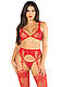 Сексуальний червоний комплект білизни Leg Avenue Bra Top String and Garter Belt Stockings Red OS, фото 4