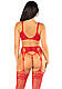 Сексуальний червоний комплект білизни Leg Avenue Bra Top String and Garter Belt Stockings Red OS, фото 6