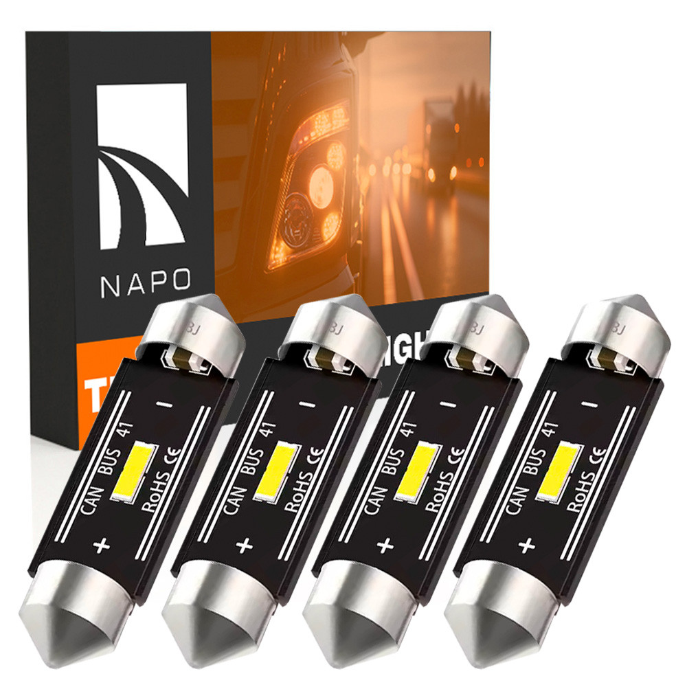 Комплект світлодіодних ламп для вантажівок NAPO TRUCK SJ-7020-1SMD 24V 41mm C5W C10W колір світіння білий 4 шт