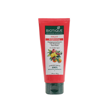 Маска для обличчя фруктова освітлювальна Біотік FRUIT BRIGHTENING DEPIGMENTATION & TAN REMOVAL FACE PACK 50г