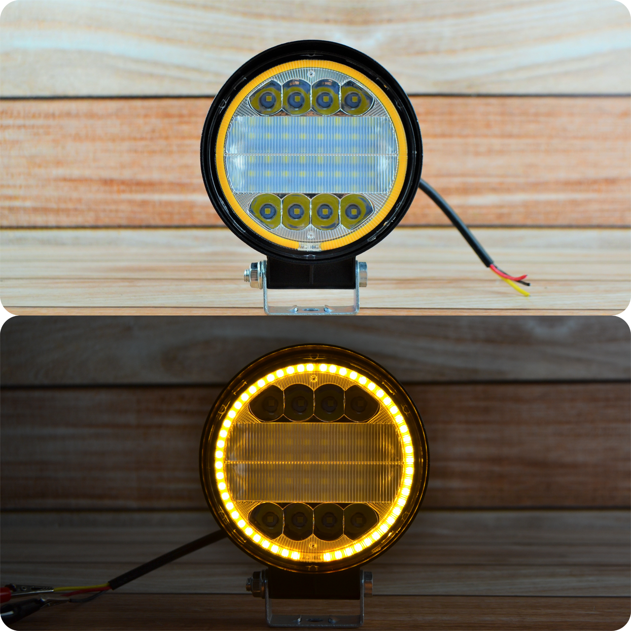Світлодіодна LED-фара робоча 72W +Жовтий ДХО (товщина 50 мм)
