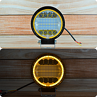 Світлодіодна LED-фара робоча 72W +Жовтий ДХО (товщина 50 мм)