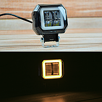Додаткова світлодіодна LED-фара 20 Вт квадратна з ДХО Жовтого кольору Чіткої світлової тіневої кордоном