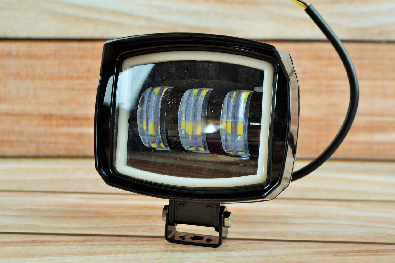 Додаткова світлодіодна LED-фара 45 Вт Квадратна (Black) + Ангельський Око Чіткий світловий тіновий кордоном