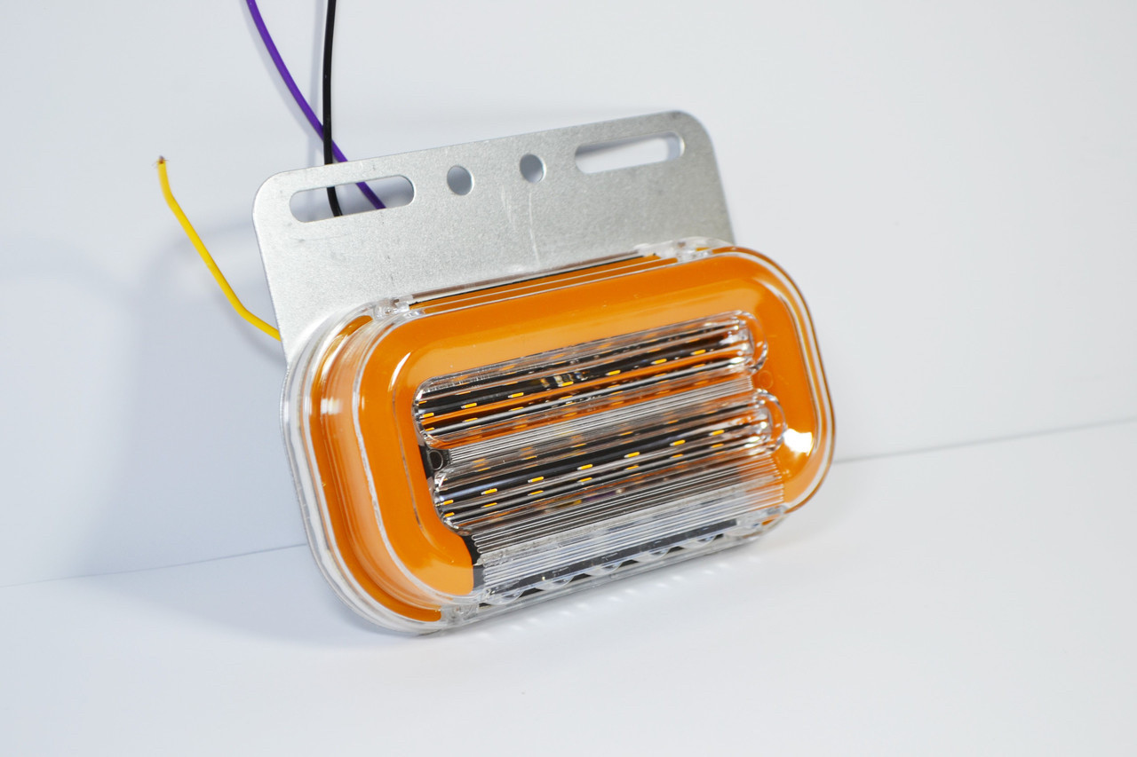 Габаритний LED ліхтар з рухомим поворотом та підсвіткою 24V жовтий (1 шт.)