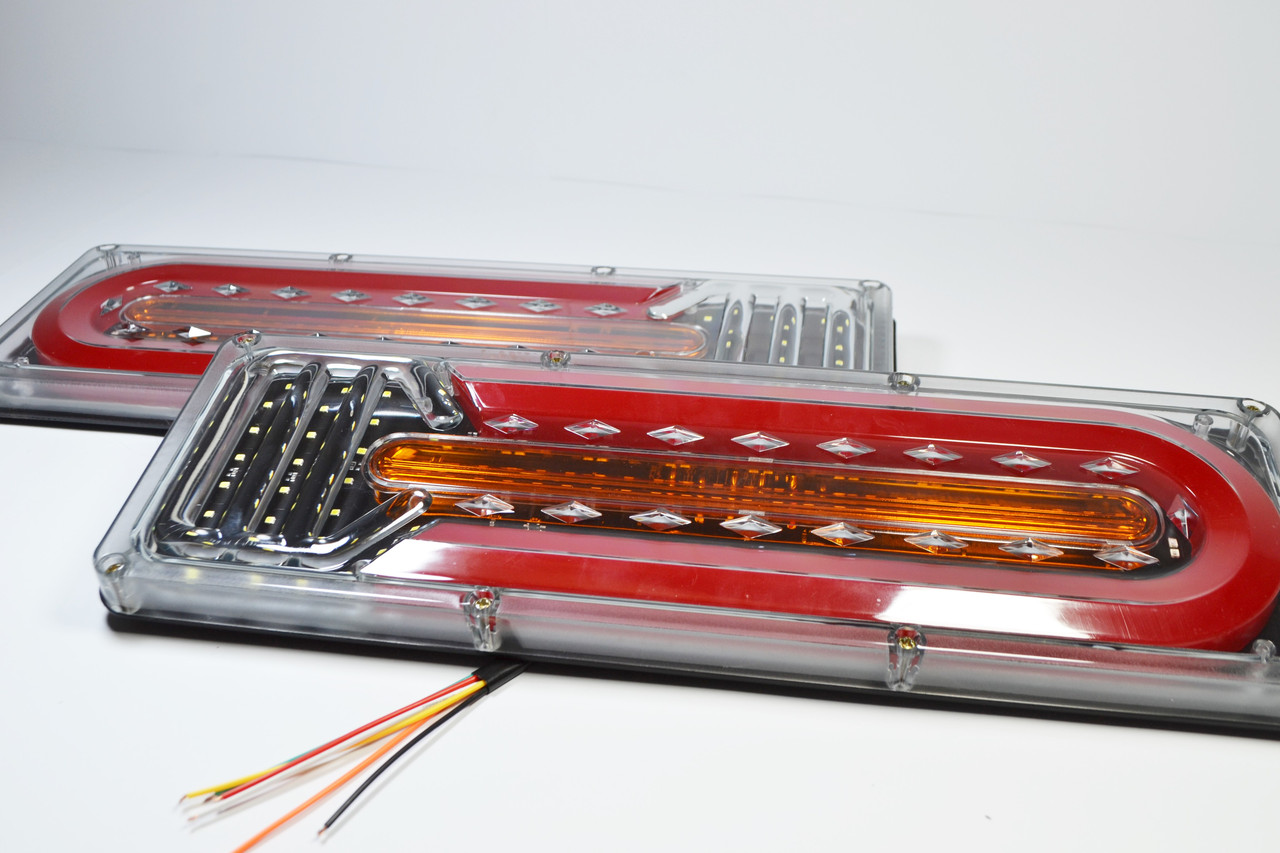 Ліхтар LED задній 12-24 V до Автомобільної техніки, вантажівок, 41х13 см (Біжний поворотник) Reap lamp Wagen