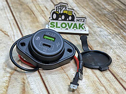 Розетка USB-роз'єм + PD (QC 3.0) 12-24в. 5В 3.1А, 2-порти