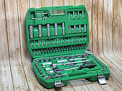 Набір інструменту Intertool 1/2",1/4" 108 шт., 8-32 мм із тріскачкою, подовжувач, кардан. комір, головка.