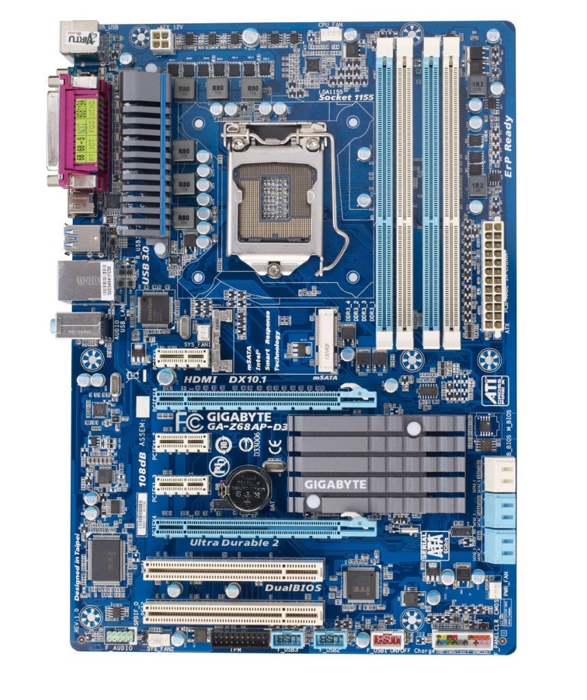 ТОПОВА ПЛАТА LGA1155 GIGABYTE GA-Z68AP-D3 SLI на Z68 чіпсеті, УЦІНКА - НІЖКИ Сокета ! з ГАРАНТІЄЮ