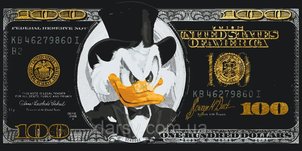 Картина за номерами Долар Скрудж Макдак із фарбою металік 40х80 см великий формат, фото 1