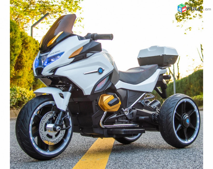 Дитячий мотоцикл Kawasaki з пультом керування 2,4G (білий колір), фото 1