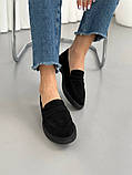 Лофери жіночі замшеві чорні, фото 2