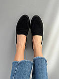 Лофери жіночі замшеві чорні, фото 4