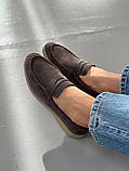 Лофери жіночі замшеві сіро-коричневого кольору, фото 5