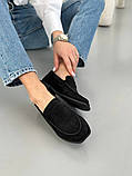 Лофери жіночі замшеві чорного кольору, фото 2