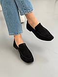 Лофери жіночі замшеві чорного кольору, фото 3