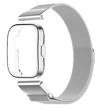 Комплект для годинника Amazfit Bip 5/5Pro сріблястий (чохол + металевий ремінець 22 мм)