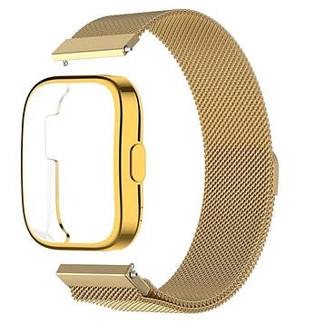 Комплект для годинника Amazfit Bip 5/5Pro золотистий (чохол + металевий ремінець 22 мм)