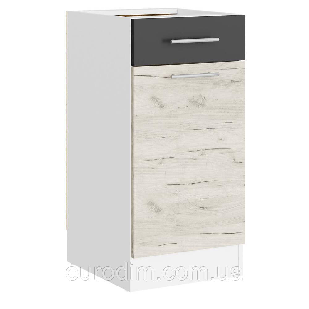 Кухонний модуль нижній з шухлядою Еверест Еко 400 дуб крафт білий/графіт/білий (без стільниці) 40х46х82 см (DTM-071030)