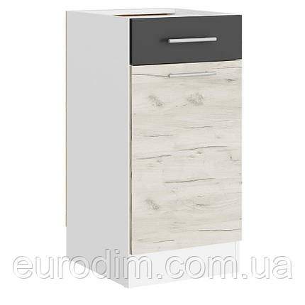 Кухонний модуль нижній з шухлядою Еверест Еко 400 дуб крафт білий/графіт/білий (без стільниці) 40х46х82 см (DTM-071030), фото 1