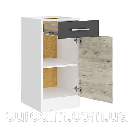 Кухонний модуль нижній з шухлядою Еверест Еко 400 дуб крафт білий/графіт/білий (без стільниці) 40х46х82 см (DTM-071030), фото 2