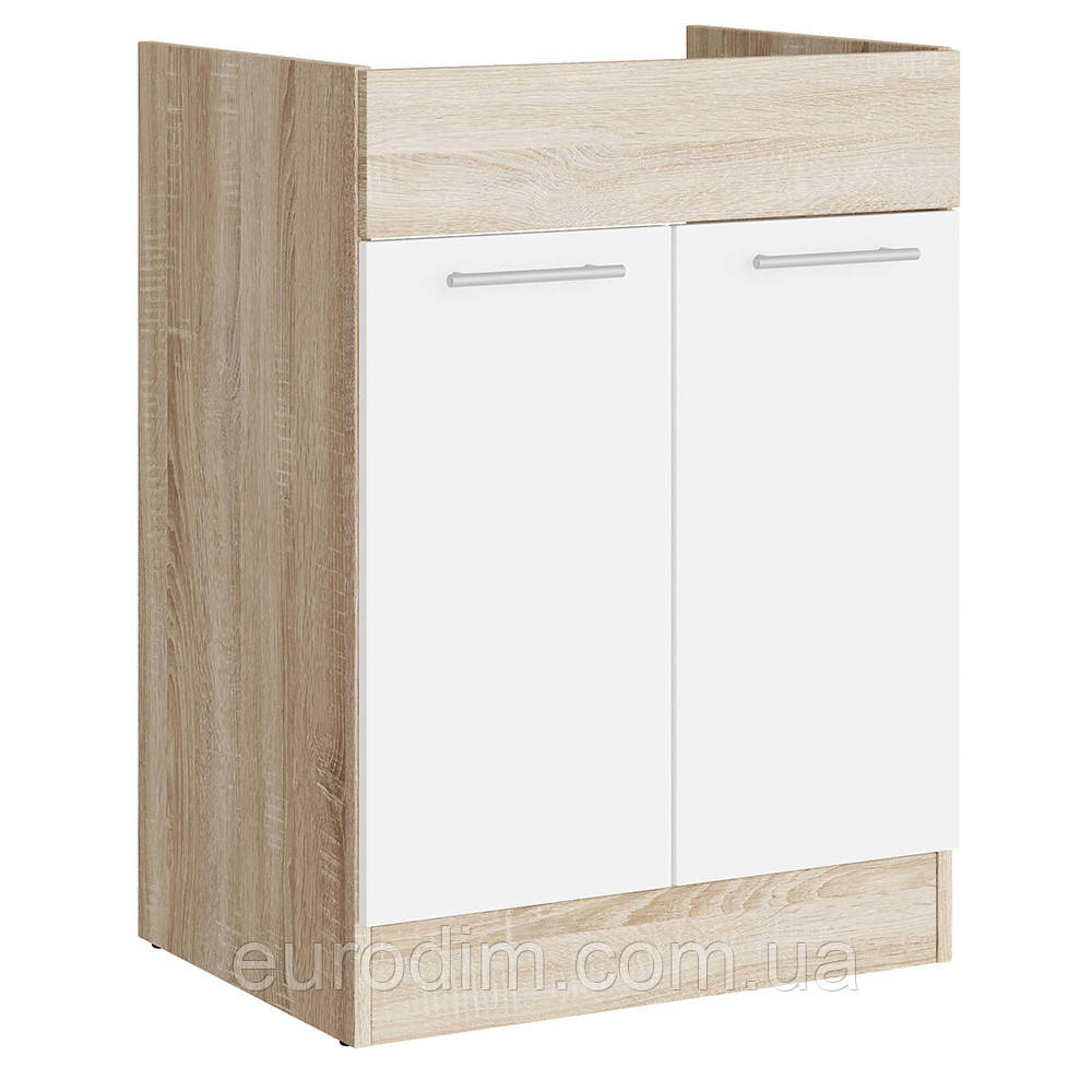 Кухонний модуль під мийку Еверест Еко 600 дуб сонома/німфея альба (білий) 60х46х82 см (DTM-071040)