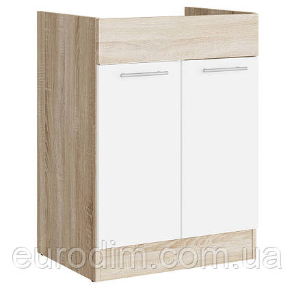 Кухонний модуль під мийку Еверест Еко 600 дуб сонома/німфея альба (білий) 60х46х82 см (DTM-071040), фото 1