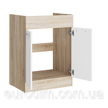 Кухонний модуль під мийку Еверест Еко 600 дуб сонома/німфея альба (білий) 60х46х82 см (DTM-071040), фото 2
