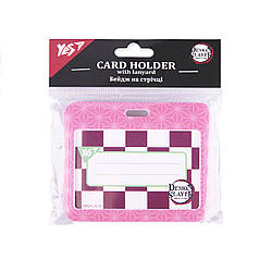 Бейдж горизонтальний на стрічці Yes Demon Slayer для школяра, прозора кишеня, 8,5x5,4 см, сатин/поліестер 940346