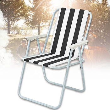 Кемпінговий складний металевий стілець 76х50х51 см у смужку STD-03 Чорний